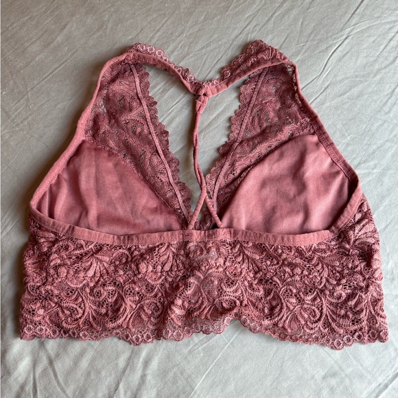 New Mix Lace Halter Bralette in Rose - Picture 2 of 3